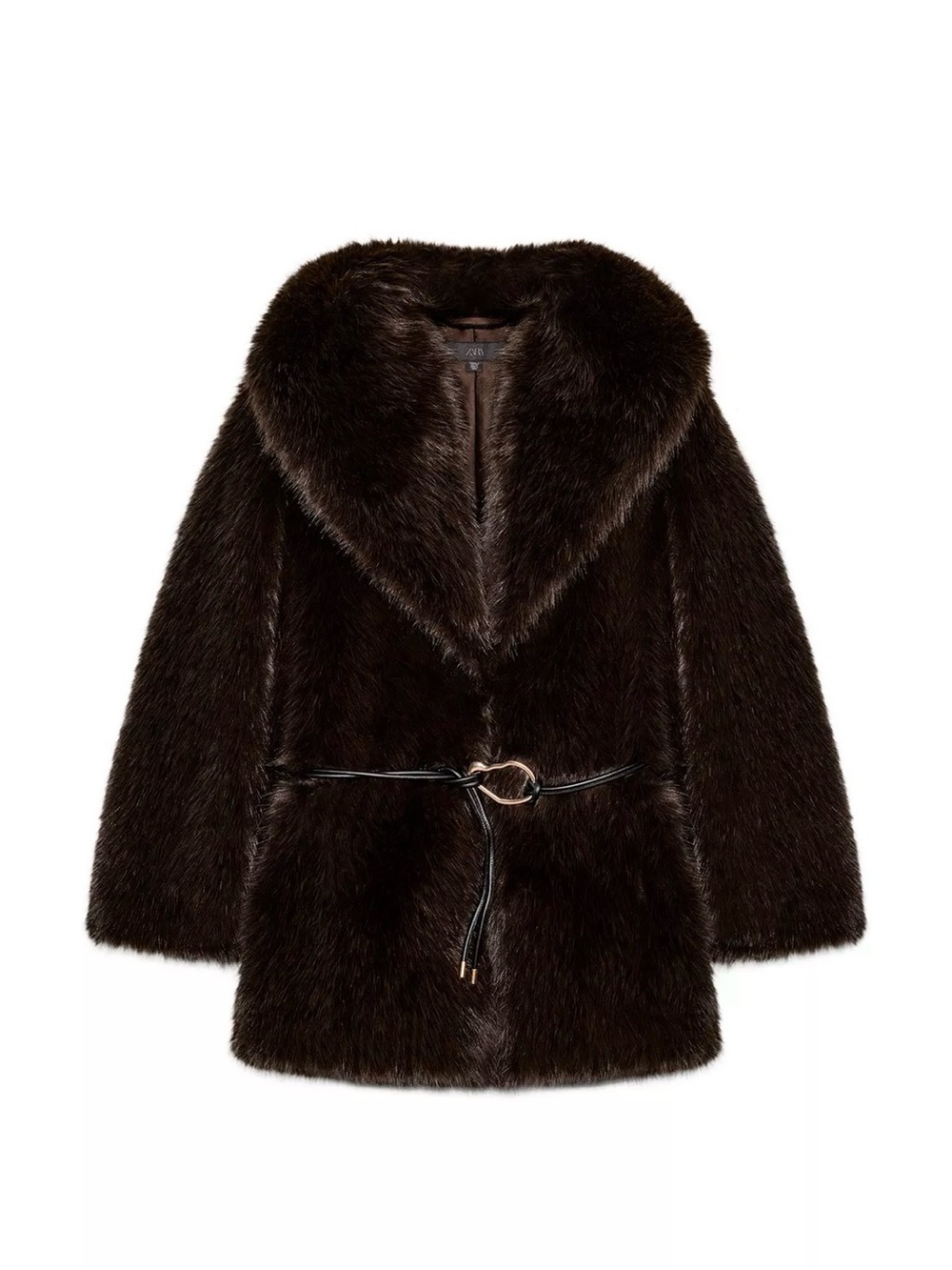 Faux Fur Coat With Belt